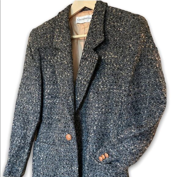 Liz Claiborne Vintage Charcoal Wool Blend Blazer Jacket - Picture 1 of 5